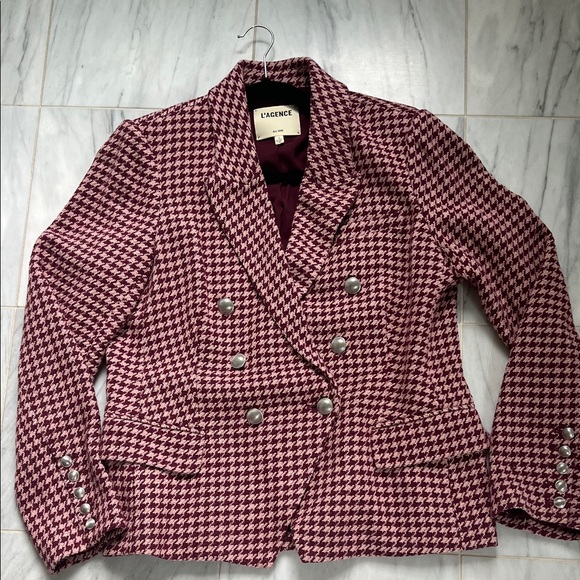 L’agence Houndstooth Women's Blazer burgandy and pink size 12 - Picture 1 of 3